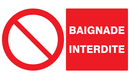 BAIGNADE INTERDITE 330x200mm INTERDICTION 330X200
