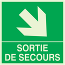 SORTIE DE SECOURS FLECHE EN BAS A DROITE PHOTOLUM,SECOURS 200X200