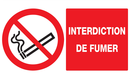 INTERDICTION DE FUMER 330x200mm INTERDICTION 330X200 ADHESIF