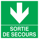 SORTIE DE SECOURS FLECHE EN BAS 200x200m SECOURS 200X200 ADHESIF