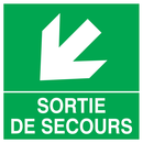 SORTIE DE SECOURS FLECHE EN BAS A GAUCHE SECOURS 200X200 ADHESIF