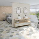 CARRELAGE SEINE HEXAG.DUROC MULTICOLOR 23,3X26,8cm  0,515M2/BTE  11PC/BTE  G161