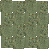 CARRELAGE BLACK&CREAM CHEC.ROUND.GREEN GIADA 28,6X28,6cm  0,96M2/BTE  12PC/BTE