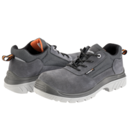 Chaussure de sécurité S1P en croûte gris avec des détails orange