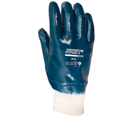 Gant Nitrile lourd sur support coton jer sey Bleu Dos aéré T.10