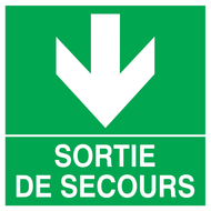 SORTIE DE SECOURS FLECHE EN BAS 200x200m SECOURS 200X200