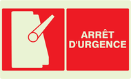 ARRET D'URGENCE LUMINESCENT 330x200mm PHOTOLUM,INCENDIE 330X200