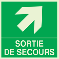 SORTIE DE SECOURS FLECHE EN HAUT A DROIT PHOTOLUM,SECOURS 200X200