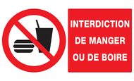 INTERDICTION DE MANGER OU DE BOIRE 330x2 INTERDICTION 330X200 ADHESIF