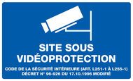 SITE SOUS VIDEOPROTECTION 330x200mm INFORMATION 330X200 ADHESIF