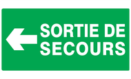 SORTIE DE SECOURS FLECHE A GAUCHE 330x20 SECOURS 330X200 ADHESIF