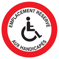 EMPLACEMENT RESERVE AUX HANDICAPES D.80m INTERDICTION DIAM 80 ADHESIF