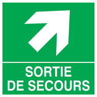 SORTIE DE SECOURS FLECHE EN HAUT A DROIT SECOURS 200X200 ADHESIF