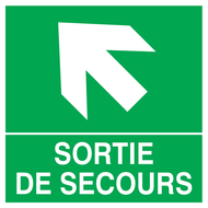 SORTIE DE SECOURS FLECHE EN HAUT A GAUCH SECOURS 200X200 ADHESIF