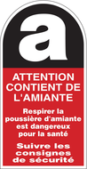 ATTENTION CONTIENT DE L'AMIANTE 56x109mm AMIANTE ADHESIF
