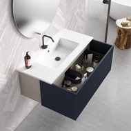 MEUBLE DE SALLE DE BAIN 100cm 1 VASQUE BARI  Navy 1 tiroir