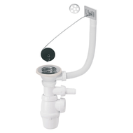 ENSEMBLE EVIER 1BAC SIPHON NF + BONDE A BOUCHON AV TP